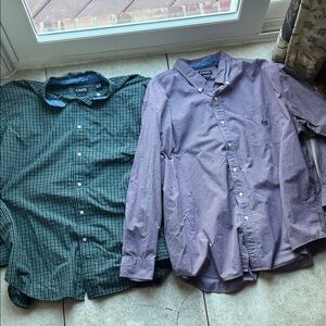 Chaps Men's Green and Red Casual Shirts